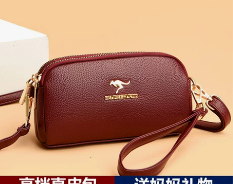 科彼袋鼠真皮小包女2022牛皮妈妈包百搭手...