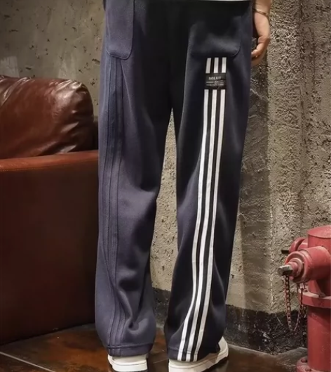 清仓价 美式高街春秋条纹直筒卫裤男宽松潮牌...