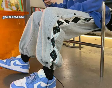 排扣裤子男百搭高街韩版潮流ins宽松抽绳束...