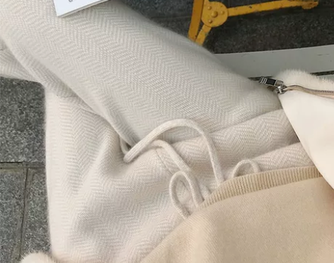 人字纹毛呢阔腿裤女高腰显瘦垂感休闲长裤加厚...