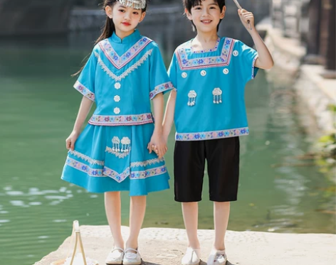 三月三民族服装儿童广西壮族演出服男童合唱女...