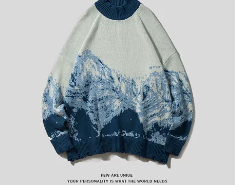 稻草人毛衣男士冬季圆领破坏风宽松高街上衣服...