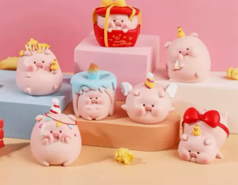 猪你快乐鸭猪盲盒生日礼物儿童卡通娃娃可爱桌...