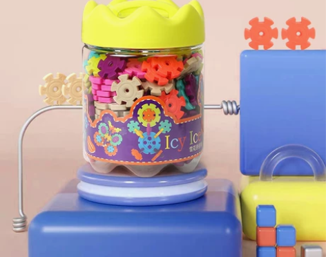 纽奇雪花片玩具儿童积木拼装智力2岁女孩宝宝...