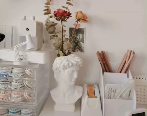 ins风古希腊大卫雕像化妆刷筒收纳花瓶摆件...