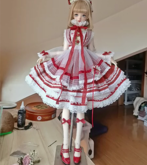 bjd3分红色小洋装一套练习生轻ph风咸鱼...