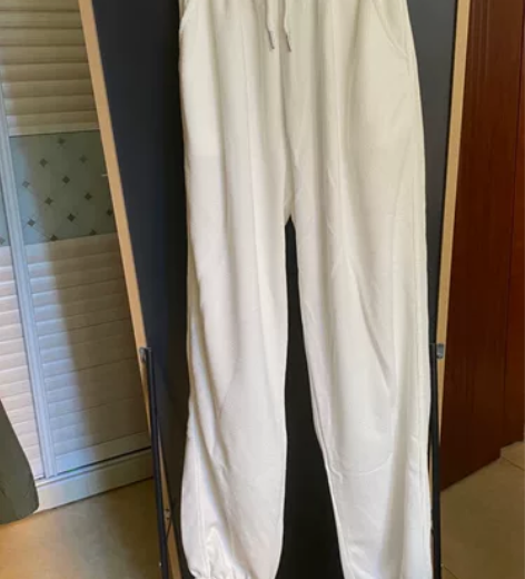 hiphop裤子女白色纯棉运动裤宽松爵士舞...