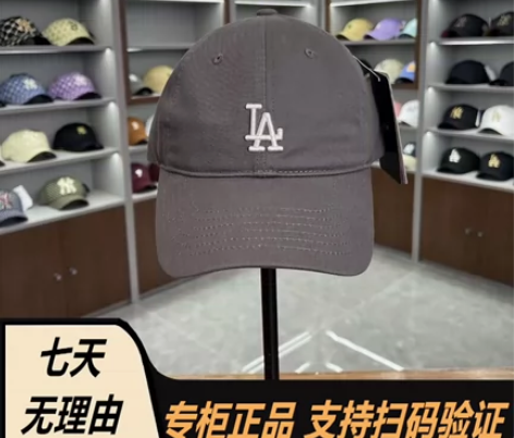 全新mlb帽子碳灰色cp77软顶小标la棒...