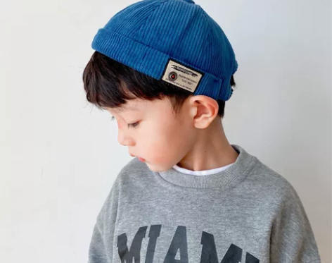 秋冬男童女童灯芯绒瓜皮帽儿童韩版保暖地主帽...