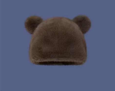 2023新款时尚潮流冬季保暖欧貂绒小熊耳朵...