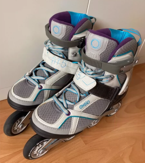 包邮几乎全新迪卡侬成人儿童39码轮滑鞋大人...