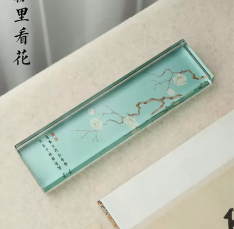 创意水晶玻璃镇纸压书神器镇尺书法装饰摆件压...