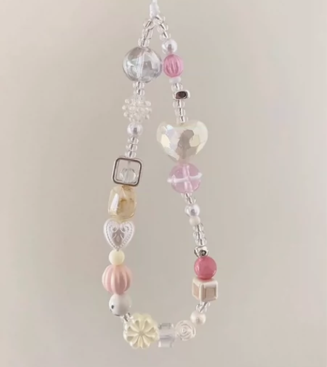 芭蕾风少女粉手机挂链ccd挂绳ins风di...