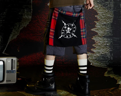 ?VENTUREK 复古街头朋克摇滚红格贴...