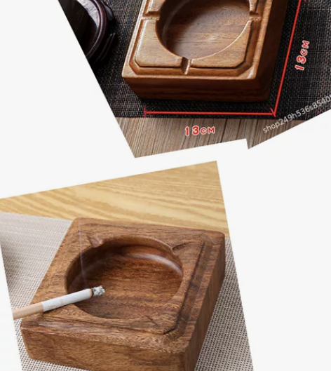 胡桃实木烟灰缸中号烟灰缸创意个性潮流中式复...