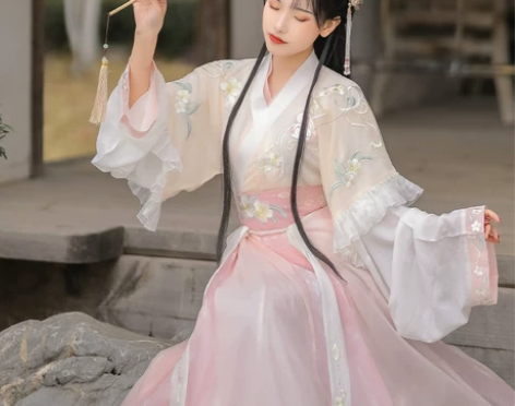 【玉绯烟】梨花渡原创汉服女晋制齐腰一片式交...