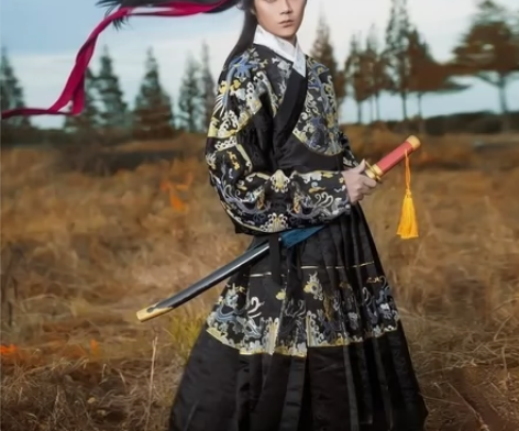 如梦霓裳绝版汉服 定风波 贴里 黑色 17...