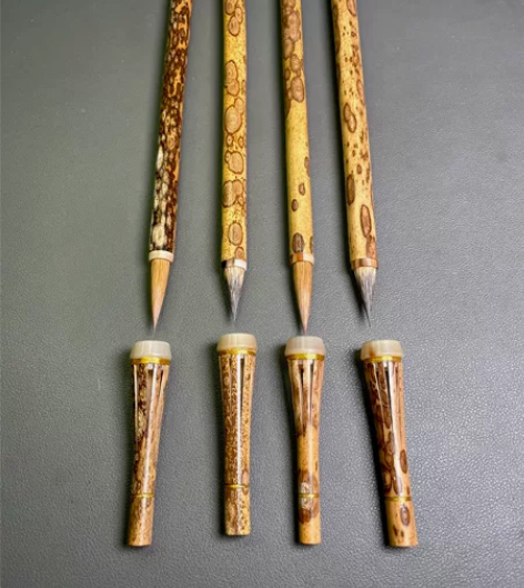 手工制作宋笔款净纯紫毫笔，净纯狼毫笔配镂空...