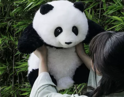 西柚熊猫花花玩偶成都工厂正品仿真大熊猫公仔...