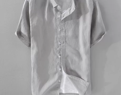 中国风立领亚麻衬衫男短袖棉麻衬衣夏季薄款宽...