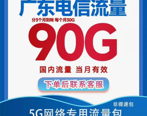 广东电信 90G流量包 5G网络专用 全国...