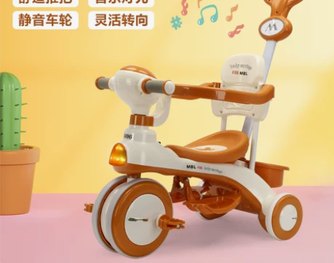 儿童三轮车1-3-6岁自行车婴幼儿推车灯光...