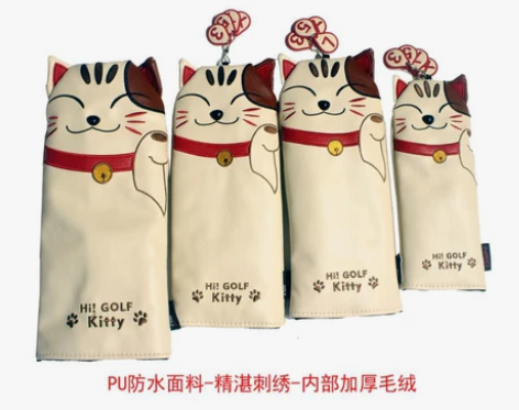 高尔夫帽套招财猫高尔夫杆套135UT帽套木...