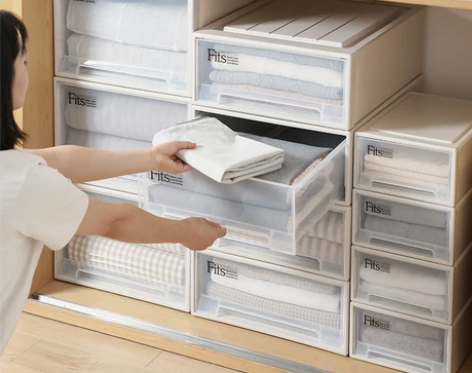 日本天马收纳箱家用抽屉式衣服收纳盒透明塑料...