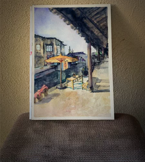 水彩画风景写生作品装饰画无框，纯手绘 感兴...