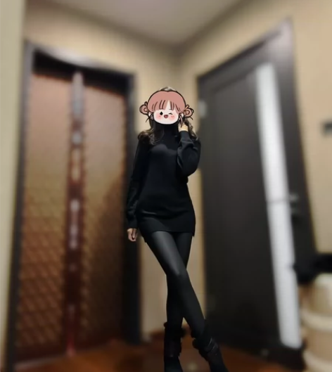 定制羊绒衫黑色 自己买线织的很厚 灯笼袖前...