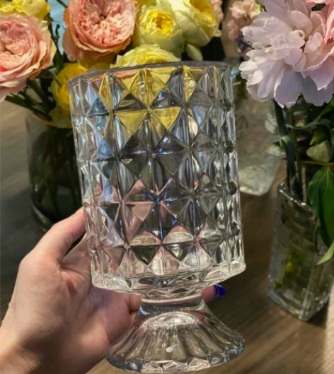 高脚小花瓶玻璃花瓶插花水养客厅 水培鲜花干...