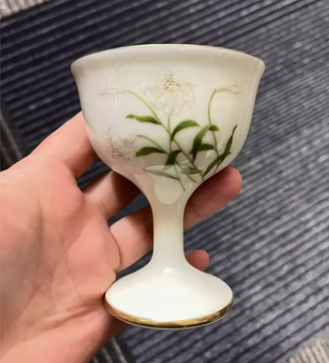 日本回流 深川制百合高足杯 深川制联名君岛...