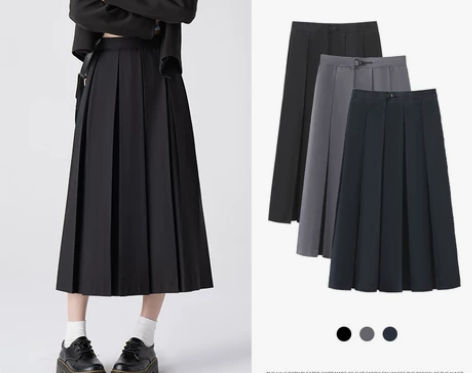 学院风jk长裙百褶裙长款半身裙高腰显瘦小个...