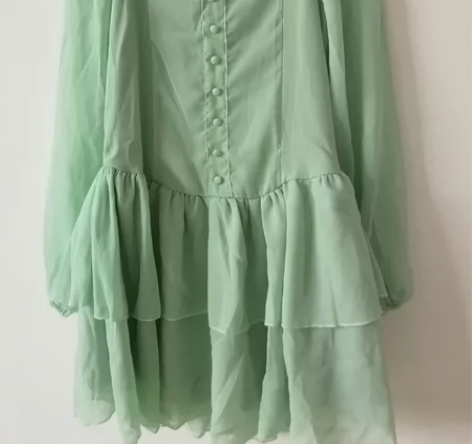 初恋裙方领雪纺连衣裙女春装新款荷叶边收腰泡...