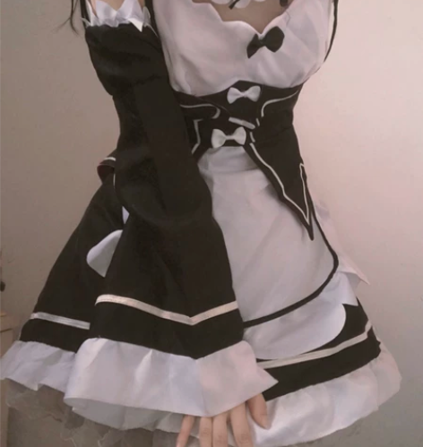 蕾姆cos服 蕾姆拉姆女仆装 包括：裙子本...