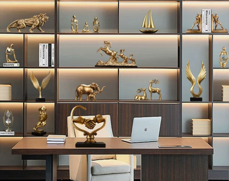 现代轻奢别墅软装家居摆件书柜书房办公室柜子...