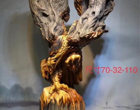 根雕木雕摆件崖柏老鹰大展宏图送礼家居饰品