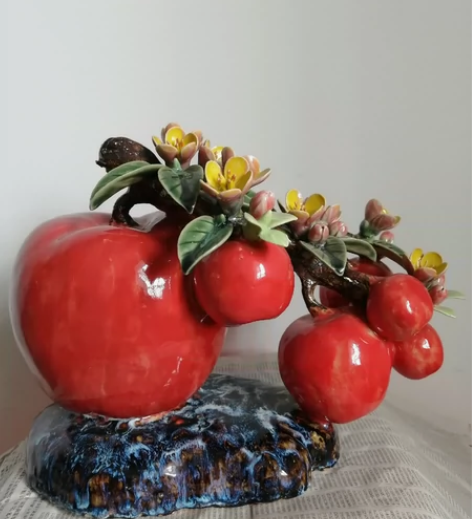 苹果陶瓷摆件，平平安安，苹果摆件石湾陶艺#...