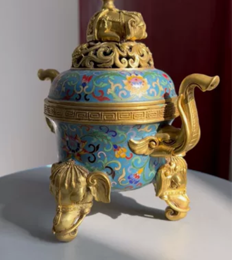 宝象熏炉（铜胎景泰蓝） 纯手工掐丝珐琅古法...
