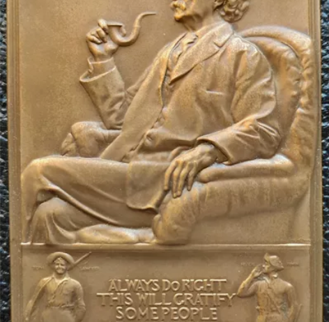 美国章牌 马克.吐温百年诞辰纪念章，青铜大...