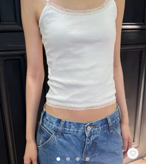 bm不剪标 粉色蕾丝边 吊带背心 没吊牌，...