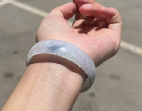 翡翠A货紫飘花福镯，圈口51.5-13.5...