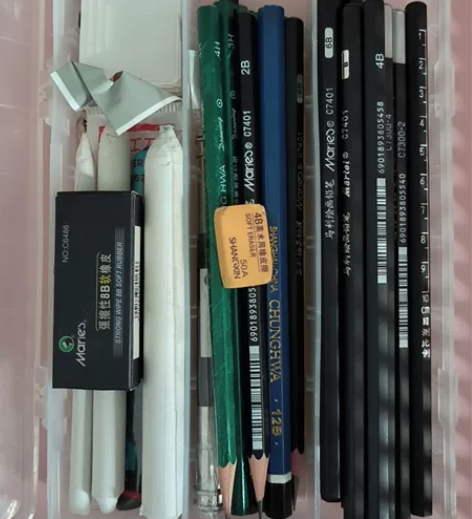 闲置绘画素描各种笔套装30支加橡皮，美工刀...