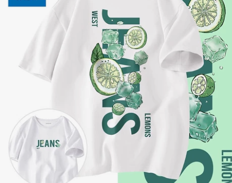 真维斯短袖t恤男士纯棉圆领大码体恤白色夏季...