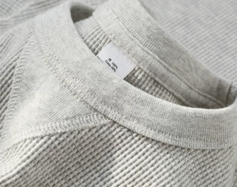 雾霾灰 310g重磅美式华夫格复古圆领长袖...