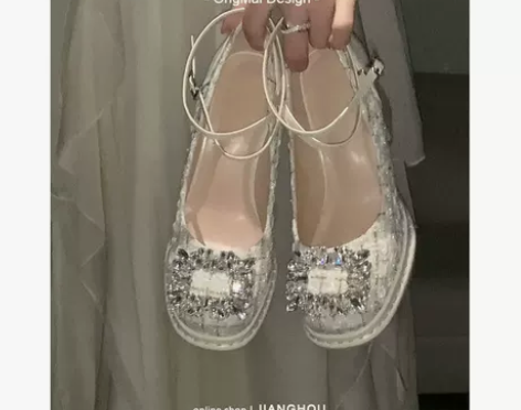 真皮~匠逅女鞋婚纱照高跟鞋白色厚底防水台玛...