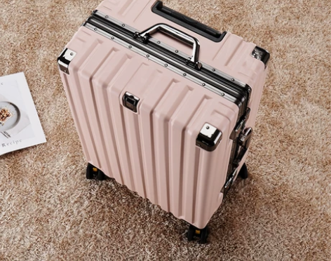 ?粉色行李箱20寸pc耐磨2023新款学生...