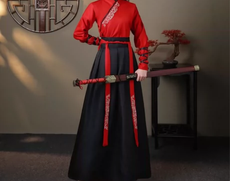 ?骁的舞蹈服装武侠风汉女合唱表班中国古打鼓...