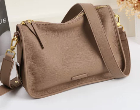 头层牛皮软皮宽肩带斜挎包包女2024新款大...