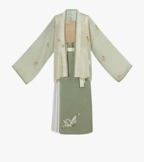 池夏:竹音 宋制对襟衫吊带旋裙三件套原创正...